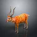 Orange Fur Animal Standing With White Stripes And Long Curved Horns