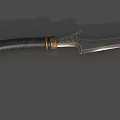 Decorative Weapon Dagger With Dark Braided Handle Golden Ornate Ring And Silver Sharp Blade 3d model