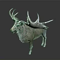 Game Movie Fantasy Creature Character with Intricate Antler Design and Elegant White Fur Texture