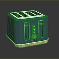Teal Four Slot Toaster With Modern Design And Control Dials On Black Background