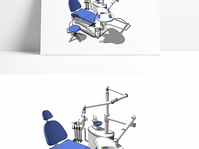 Advanced Dental Medical Equipment With Adjustable Treatment Chair Instrument Arm And LED Light 3d model