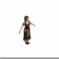 Woman In Traditional Red And Green Dress With Long Skirt And Red Shoes