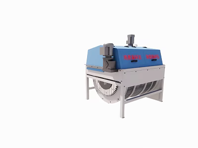 Industrial Equipment Featuring Blue And Red Design Rotary Drum Cooling Fins And Wheels 3d model