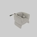 Modern Light Green Single Sofa With Curved Arms Geometric Pillow And Round Cushion