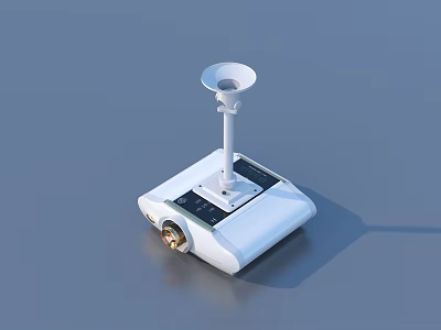 White Solar Powered Household Device With Horn Shaped Top And Solar Panel 3d model