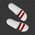 White Home Slippers With Red Stripes For Comfortable Casual Daily Wear