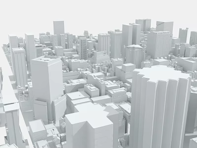 Tall White Building Models Create Dense Urban 3D Rendered Architectural Scene 3d model