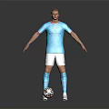 Man Wearing Manchester City Blue Jersey White Shorts And Blue Socks Standing With Soccer Ball