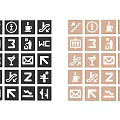 Commercial Equipment Various Facility Icons Set With Utility Signs And Symbols Collection
