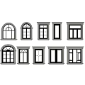 window combination villa window curved window line side casement window 3d model