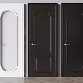 Stylish White and Black Hinged Doors with Different Panel Designs and Golden Handles