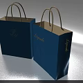 Decorative Ornament Set With Two Blue Tote Bags Beige Handles Logo And Legende Lettering