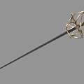 Medieval Decorative Sword 3D Model Featuring Ornate Golden Hilt Green Grip And Silver Blade