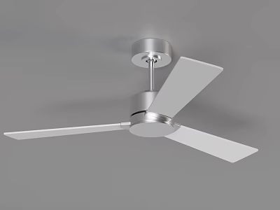 Modern Ceiling Mounted Air Conditioner Fan With Sleek Silver Base And White Blades 3d model
