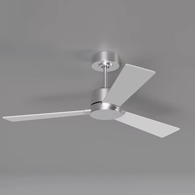 Modern Ceiling Mounted Air Conditioner Fan With Sleek Silver Base And White Blades 3d model