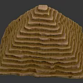 Layered Terraced Architectural Structure With Curved Wavy Design And Warm Brown Tones