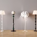 Simple Floor Lamp Feather Floor Lamp Creative Cream Style Floor Lamp 3d model