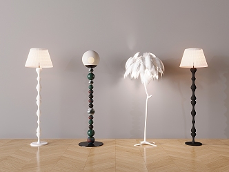 Simple Floor Lamp Feather Floor Lamp Creative Cream Style Floor Lamp 3d model