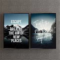 Two Framed Wall Art With Escape Breathe New Places Trust Magic Beginnings Mountain Water Reflection
