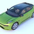 Green Modern Car Design with Sleek Body Black Roof and Silver Wheels