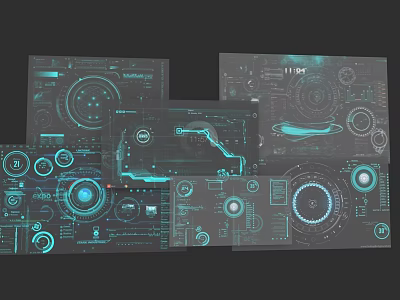 Futuristic Computer Interface Design With Digital Dashboard And Control Panels 3d model