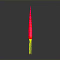 Vibrant Red And Yellow Striped Elongated Creature With Green Tipped Tentacles On Gray Reflective Surface