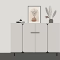 Modern Entryway Cabinet Sideboard Featuring Pampas Grass Vase Wall Art Sleek Lines And Metal Legs