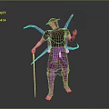 Unique Character In Purple Costume With Black Hat Octopus Tentacle Decorations And Purple Cane