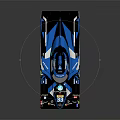 Blue Racing Car With Sleek Aerodynamic Design And Number 38 On Dark Background
