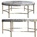 Elegant Modern Coffee Table with Round Gray Tabletop and Gold Metal Frame 3d model