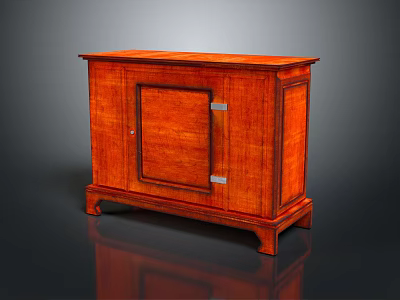Classic Brown Wooden Cabinet With Single Door And Sturdy Legs Wood Grain Design 3d model