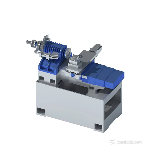 Industrial Equipment with Precision Metal Structure and Blue Workbench Mechanical Parts 3d model 