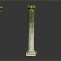 Green And White Marble Column With Textured Surface And White Base Interior 3d model
