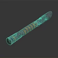 Futuristic Metal Weapon With Striped Gray And Yellow Textured Surface And Modern Sci Fi Design