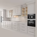 Classic White Kitchen Cabinets With Appliances And Tile Backsplash 3d model