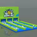 Fun Bowling Interactive Zone With Lanes Pins Balls And Green Design Setup 3d model