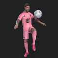 Man In Pink Soccer Jersey Juggling Soccer Ball On Dark Background