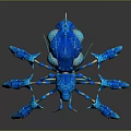 Blue Glowing Aquatic Creature With Sharp Claws Long Tentacles And Detailed Texture