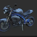 Modern Blue and Gray Motorcycle With Sleek Design Headlight Seat and Tires