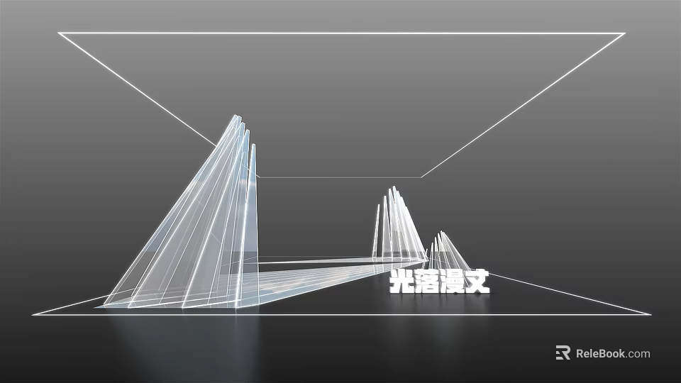 Modern Display Shelves With Geometric Wireframe Structure And Spatial Layout Design 3d model 