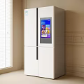 Modern White Refrigerator Freezer With Digital Display Screen In Interior Near Window 3d model