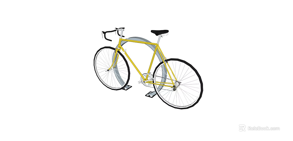 Yellow Road Bicycle Featuring Black Seat Curved Handlebars And Stylish Frame 3d model 