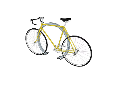 Yellow Road Bicycle Featuring Black Seat Curved Handlebars And Stylish Frame 3d model