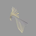 Golden Streamlined Art Installation With Curved Lines And Radiant Design Structure