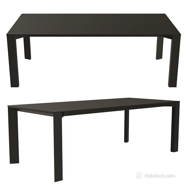 Sleek Modern Black Dining Table With Simple Lines And Sturdy Structure Design 3d model 