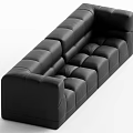Black Leather Modern Sectional Sofa with Square Cushions and Block Design 3d model