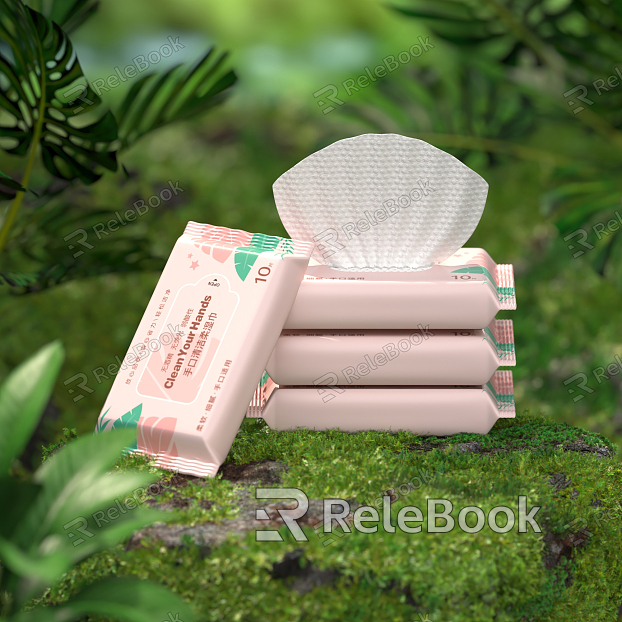 Modern Wipes Portable Wipes Poster Background Product Display American Chen Plant Moss Natural Stone Leaves model