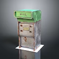 Vintage Mailbox With Green Top MAIL Lettering Worn Metal Body And Base