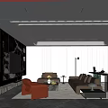 Modern Italian Home Living Room Light Luxury Italian Living Room Sofa Coffee Table Combination Advanced Grey Living Room Open Study Light Luxury Horizontal Hall Living Room 3d model