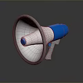 Computer Megaphone With Blue White Body Gray Edge And Dark Background Reflection 3d model
